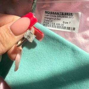 Moissanite Silver Ring with Clear Stone